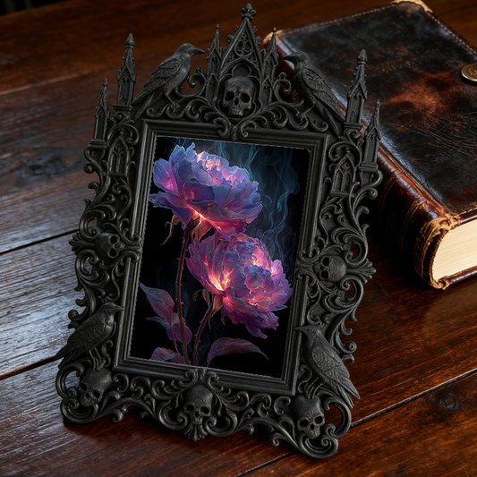 Gothic Dark Frame | Bar Counter Corner Photo Frame, Dual-use Wall/Desktop, Waterproof Plastic