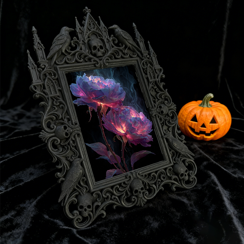 Gothic Dark Frame | Bar Counter Corner Photo Frame, Dual-use Wall/Desktop, Waterproof Plastic