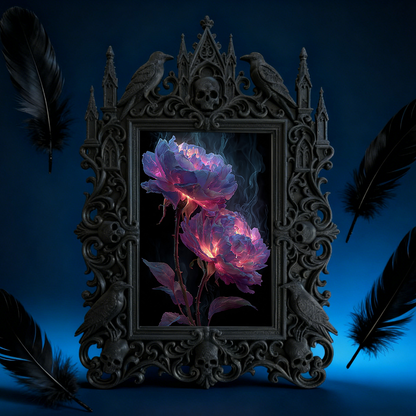 Gothic Dark Frame | Bar Counter Corner Photo Frame, Dual-use Wall/Desktop, Waterproof Plastic