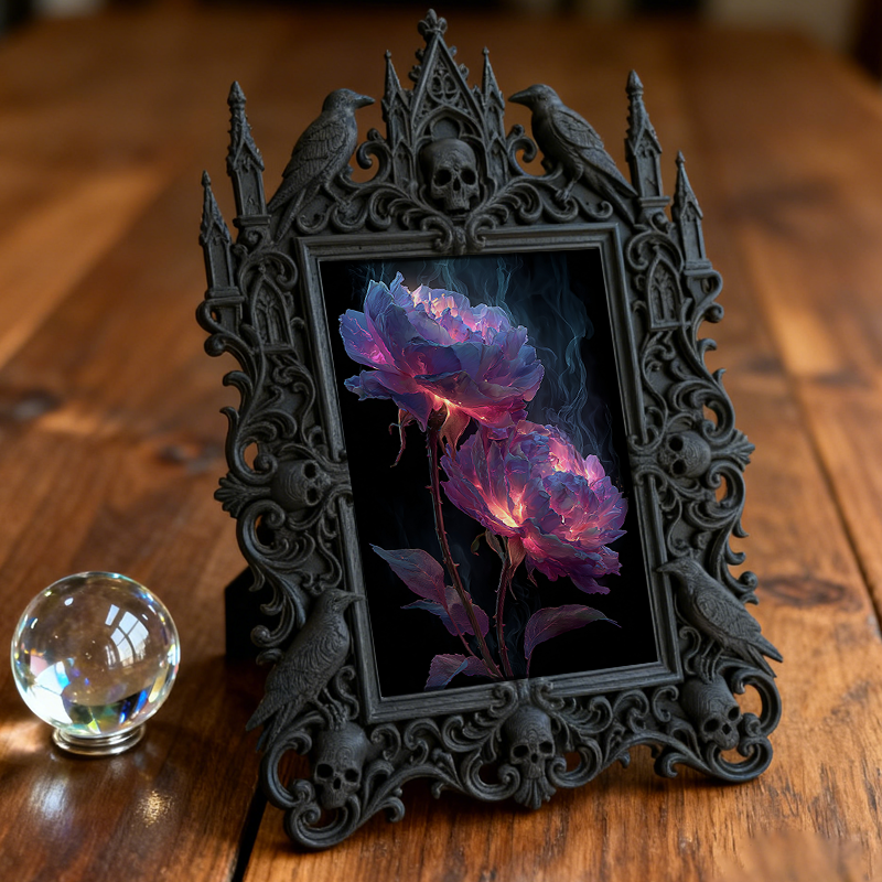 Gothic Dark Frame | Bar Counter Corner Photo Frame, Dual-use Wall/Desktop, Waterproof Plastic