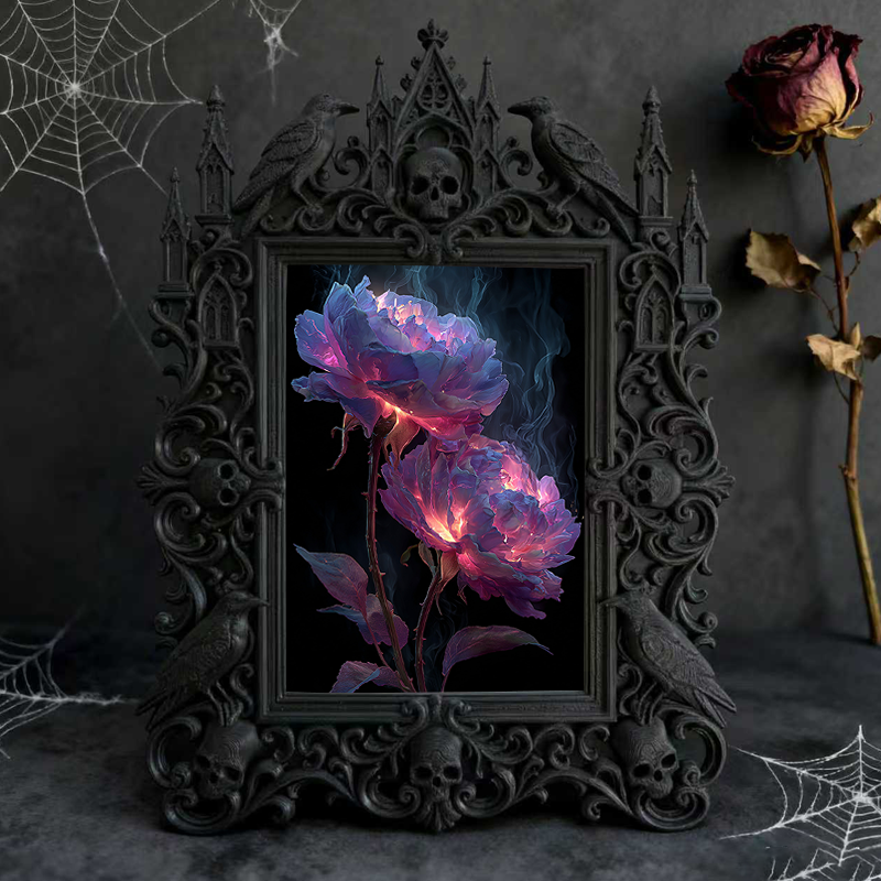 Gothic Dark Frame | Bar Counter Corner Photo Frame, Dual-use Wall/Desktop, Waterproof Plastic