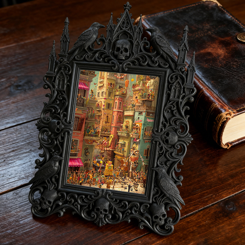 Gothic Dark Frame | Gothic Bar Corner Photo Frame, Waterproof Plastic Decor