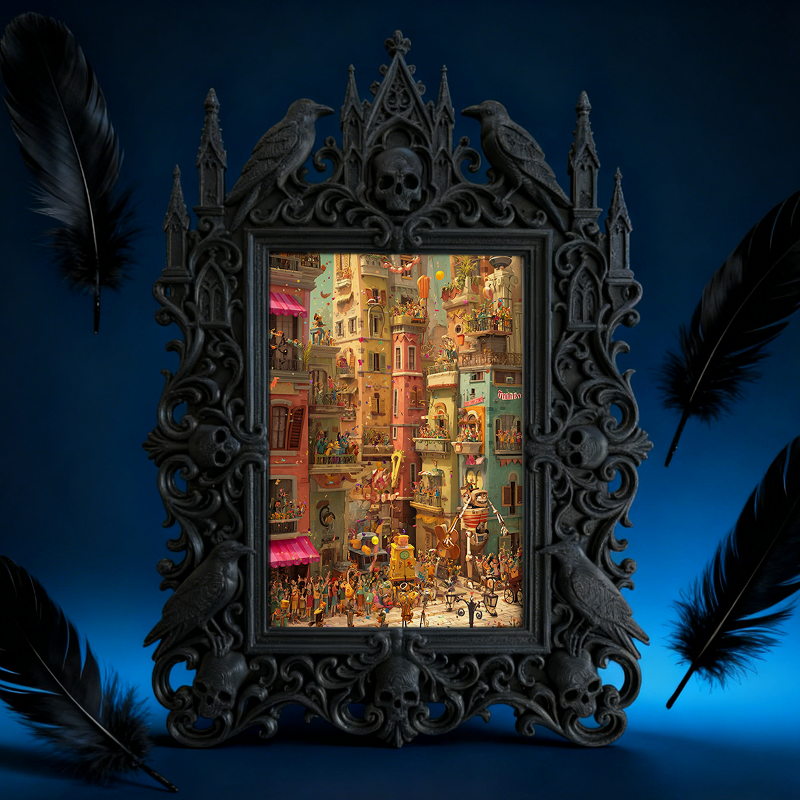 Gothic Dark Frame | Gothic Bar Corner Photo Frame, Waterproof Plastic Decor