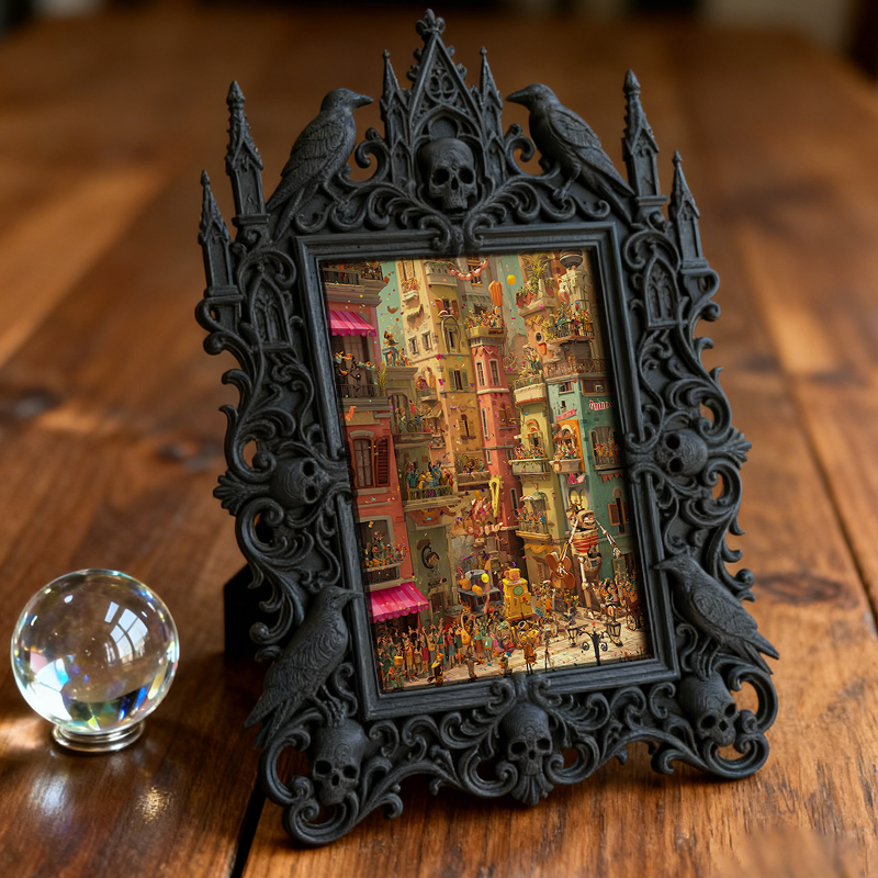 Gothic Dark Frame | Gothic Bar Corner Photo Frame, Waterproof Plastic Decor