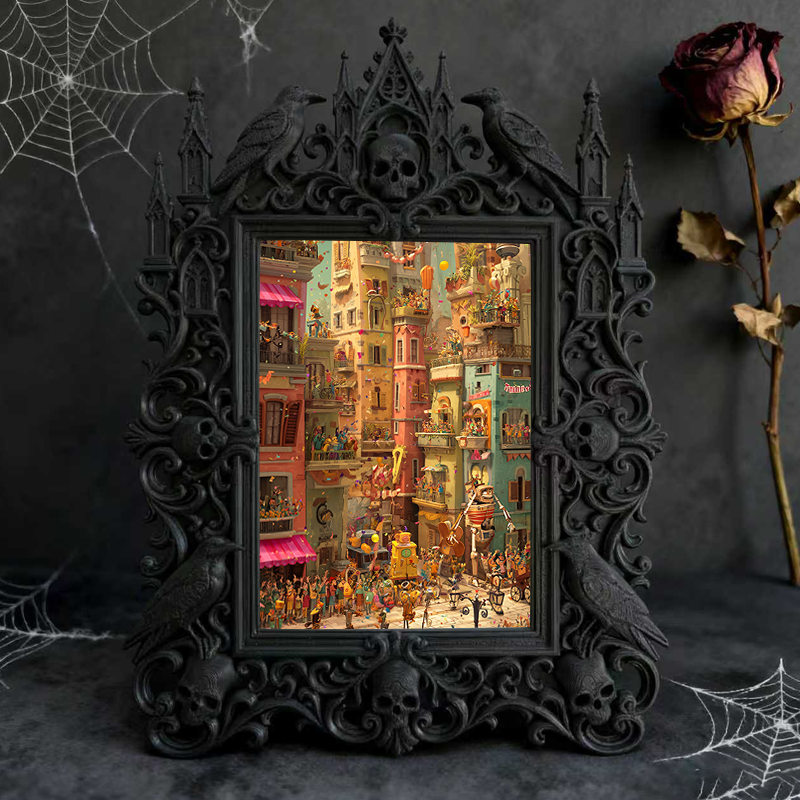 Gothic Dark Frame | Gothic Bar Corner Photo Frame, Waterproof Plastic Decor
