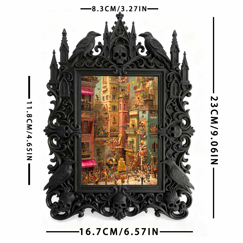 Gothic Dark Frame | Gothic Bar Corner Photo Frame, Waterproof Plastic Decor