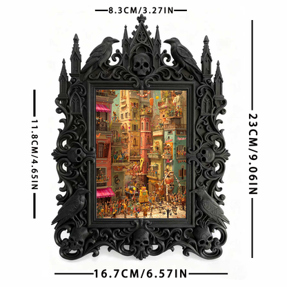 Gothic Dark Frame | Gothic Bar Corner Photo Frame, Waterproof Plastic Decor
