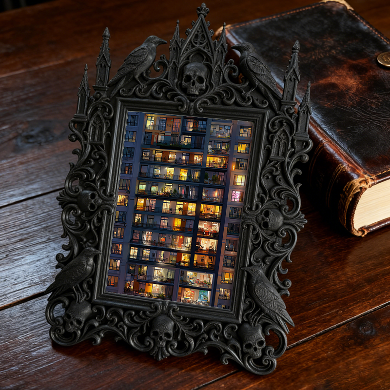 Gothic Dark Frame | Dark Bar Photo Ornament, Dual-use Waterproof Plastic Frame