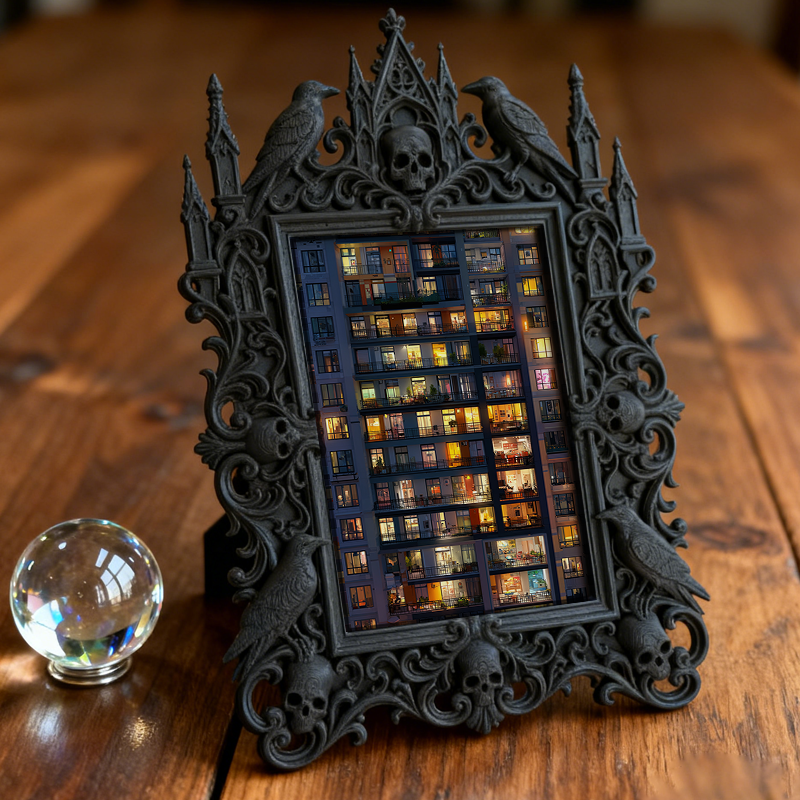 Gothic Dark Frame | Dark Bar Photo Ornament, Dual-use Waterproof Plastic Frame
