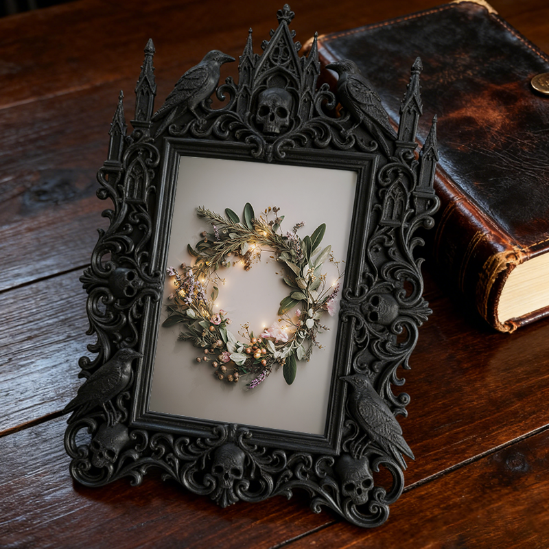 Gothic Dark Frame | Bar Lounge Corner Photo Frame, Dual-use Wall/Desktop, Waterproof Plastic