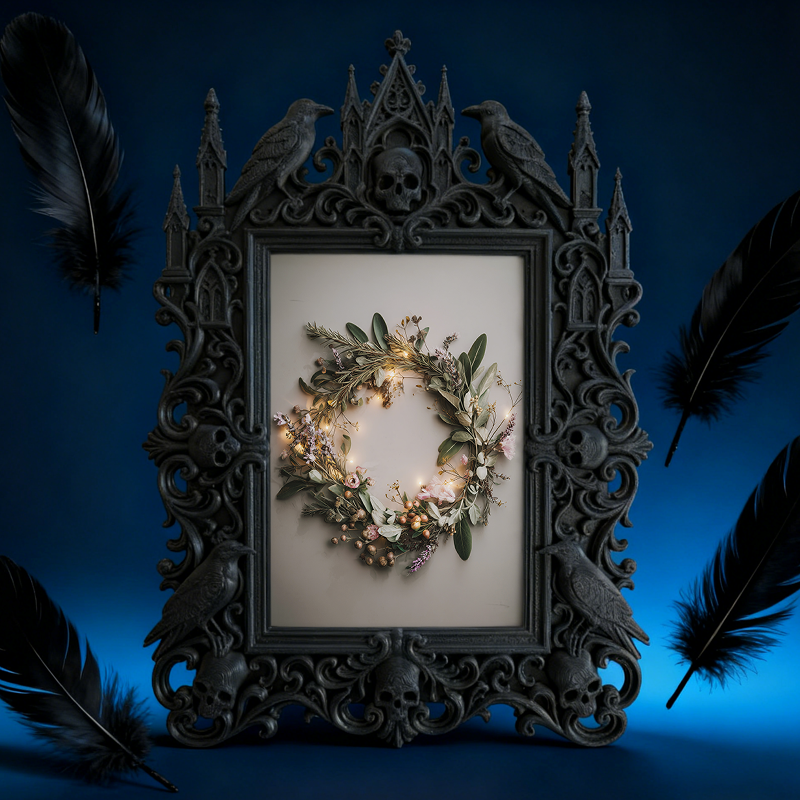 Gothic Dark Frame | Bar Lounge Corner Photo Frame, Dual-use Wall/Desktop, Waterproof Plastic
