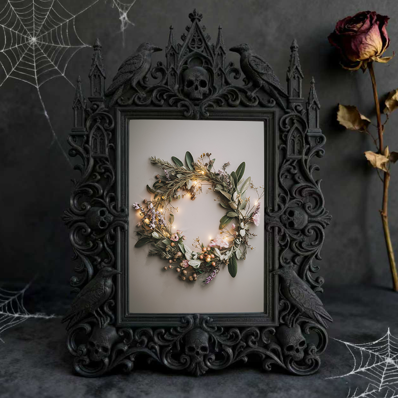 Gothic Dark Frame | Bar Lounge Corner Photo Frame, Dual-use Wall/Desktop, Waterproof Plastic