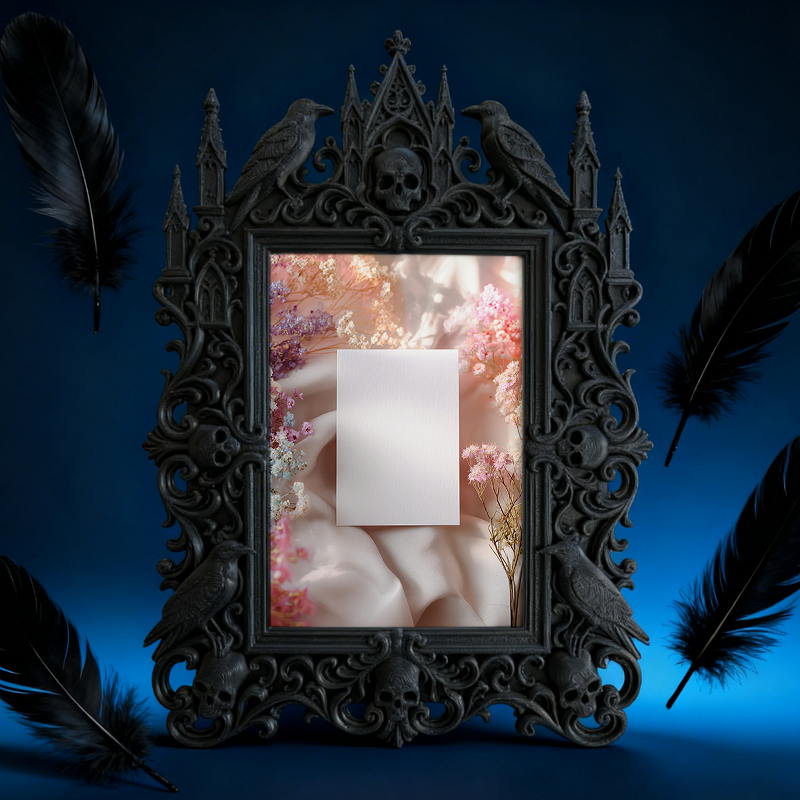 Gothic Dark Frame | Bar Counter Dual-use Decor, Photo Holder, Waterproof Plastic