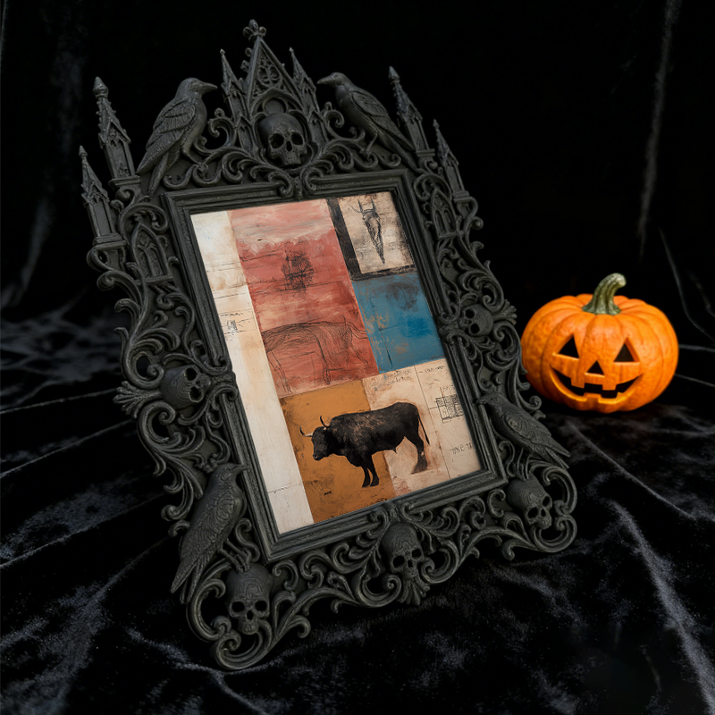 Gothic Dark Frame | Punk Gothic Bar Photo Frame, Dual-use Wall/Desktop, Waterproof Plastic