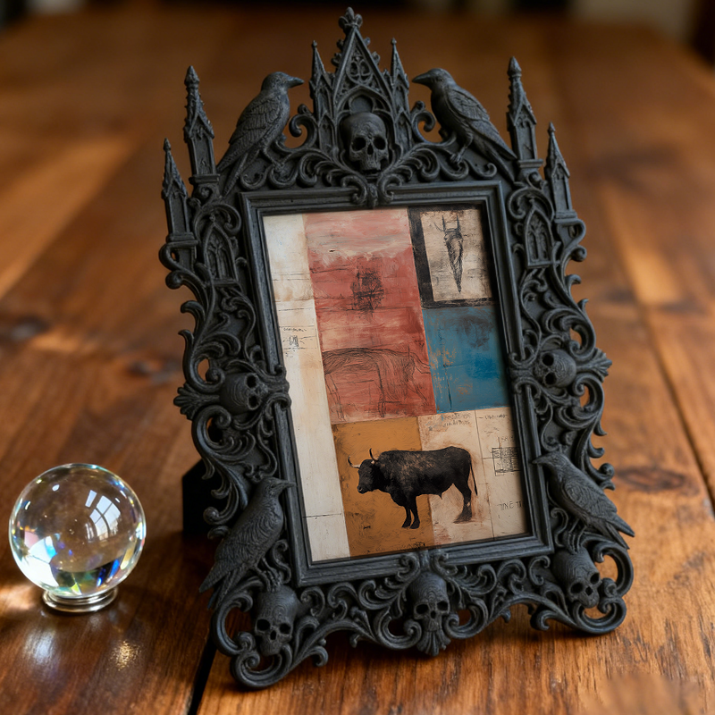 Gothic Dark Frame | Punk Gothic Bar Photo Frame, Dual-use Wall/Desktop, Waterproof Plastic