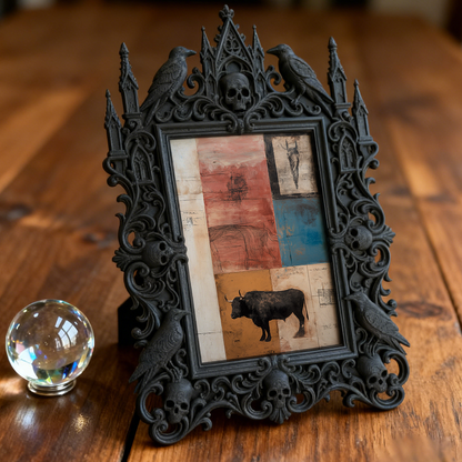 Gothic Dark Frame | Punk Gothic Bar Photo Frame, Dual-use Wall/Desktop, Waterproof Plastic