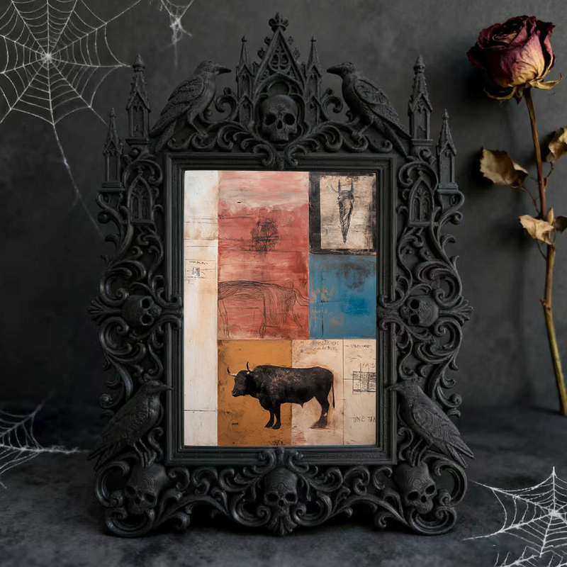 Gothic Dark Frame | Punk Gothic Bar Photo Frame, Dual-use Wall/Desktop, Waterproof Plastic