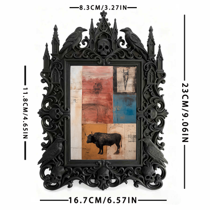 Gothic Dark Frame | Punk Gothic Bar Photo Frame, Dual-use Wall/Desktop, Waterproof Plastic