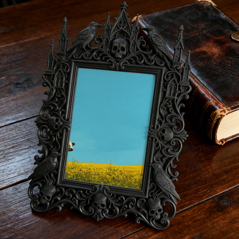 Gothic Dark Frame | Bar Backsplash Corner Decor, Photo Frame, Waterproof Plastic