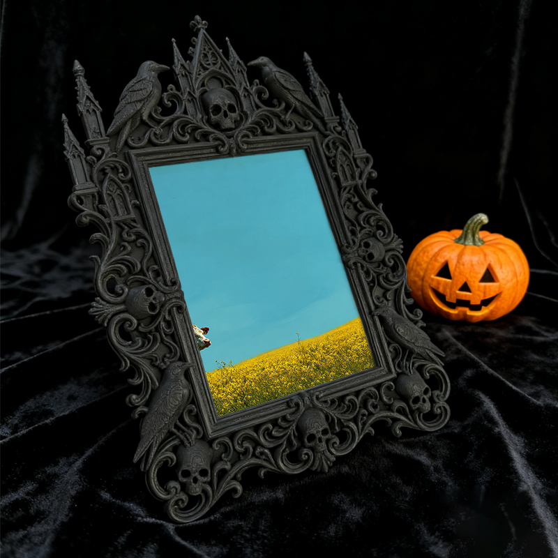 Gothic Dark Frame | Bar Backsplash Corner Decor, Photo Frame, Waterproof Plastic