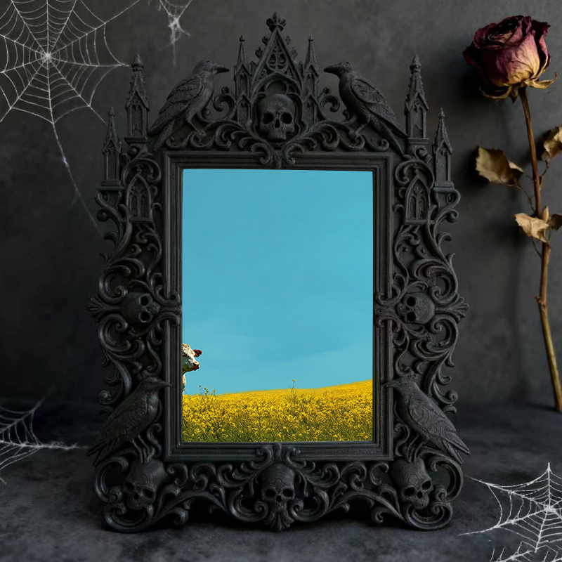 Gothic Dark Frame | Bar Backsplash Corner Decor, Photo Frame, Waterproof Plastic