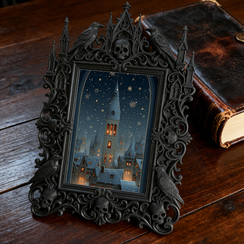 Gothic Dark Frame | Dark Pub Corner Ornament, Photo Display, Waterproof Plastic