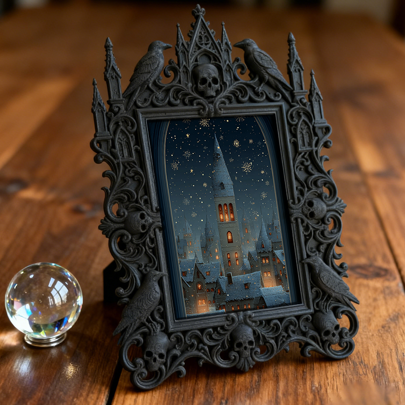 Gothic Dark Frame | Dark Pub Corner Ornament, Photo Display, Waterproof Plastic