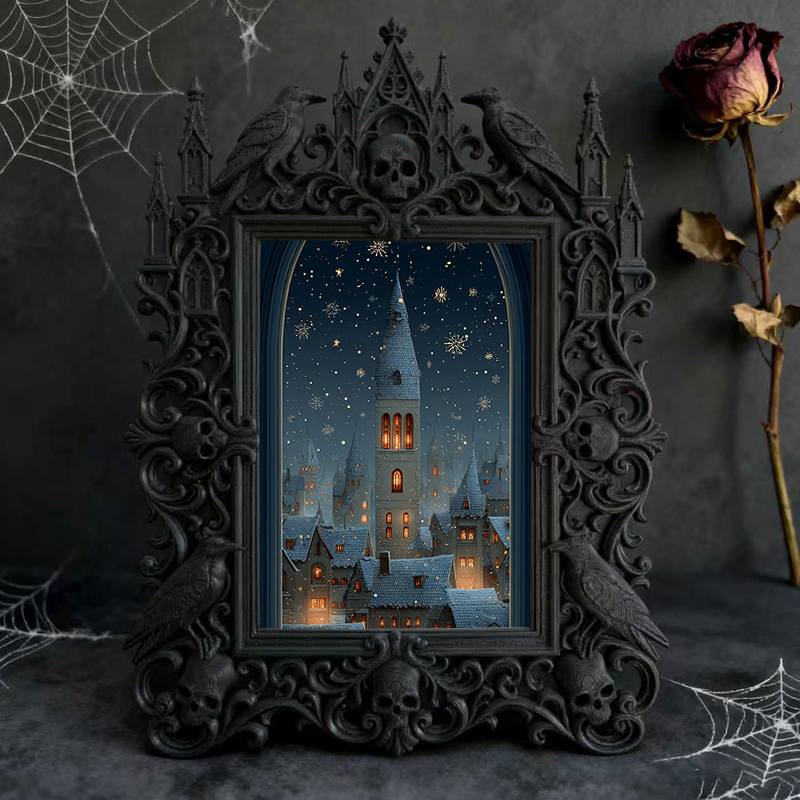 Gothic Dark Frame | Dark Pub Corner Ornament, Photo Display, Waterproof Plastic