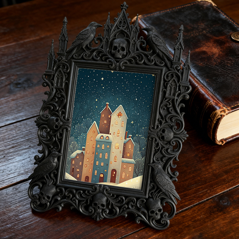 Gothic Dark Frame | Punk Lounge Bar Photo Frame, Waterproof Plastic, Dual-use