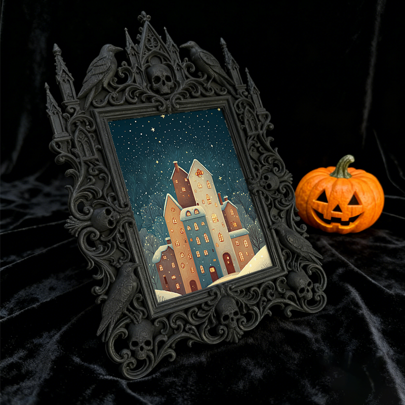 Gothic Dark Frame | Punk Lounge Bar Photo Frame, Waterproof Plastic, Dual-use