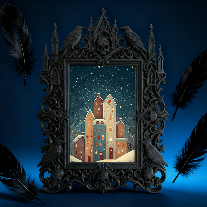 Gothic Dark Frame | Punk Lounge Bar Photo Frame, Waterproof Plastic, Dual-use