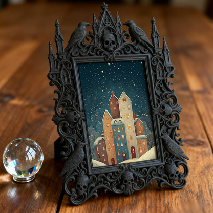 Gothic Dark Frame | Punk Lounge Bar Photo Frame, Waterproof Plastic, Dual-use