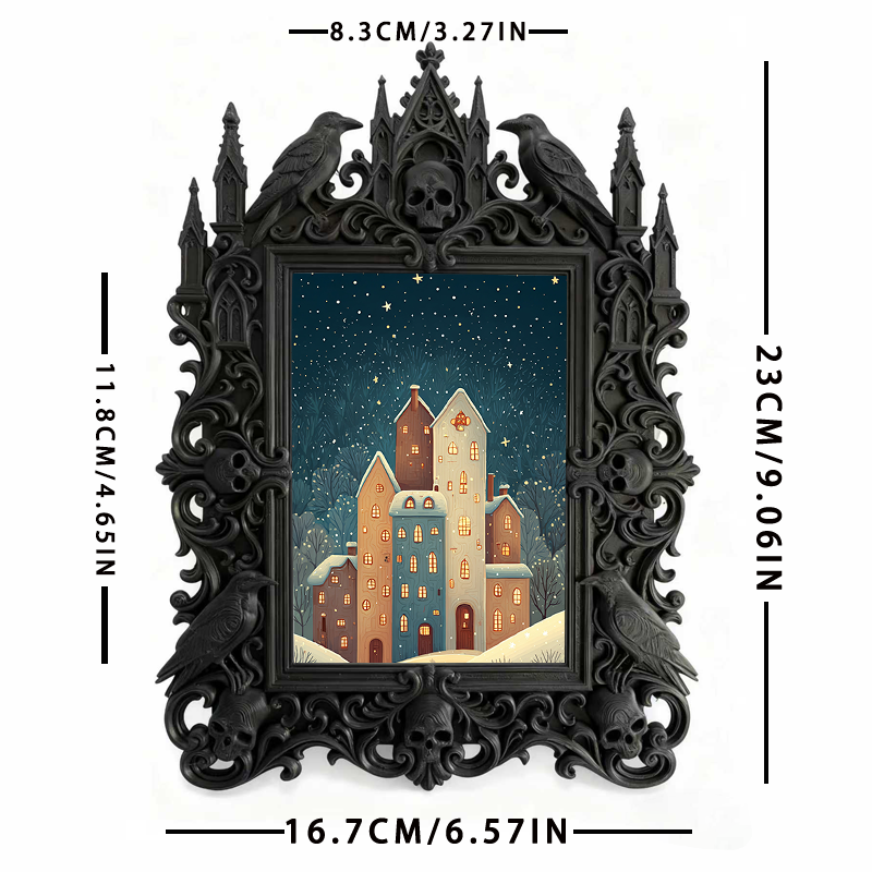 Gothic Dark Frame | Punk Lounge Bar Photo Frame, Waterproof Plastic, Dual-use