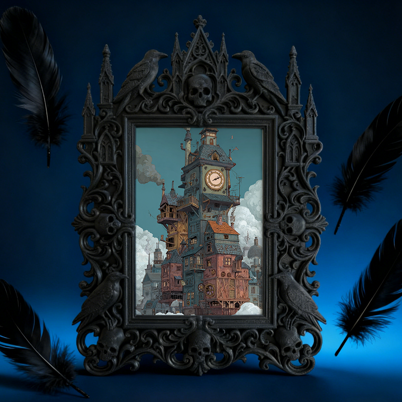 Gothic Dark Frame | Bar Service Counter Decor, Photo Holder, Waterproof Plastic