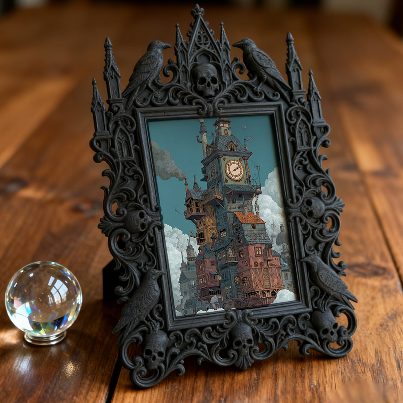 Gothic Dark Frame | Bar Service Counter Decor, Photo Holder, Waterproof Plastic