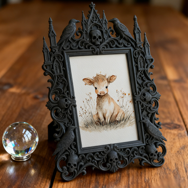 Gothic Dark Frame | Dark Bar Desktop Ornament, Dual-use Wall/Tabletop, Waterproof Plastic