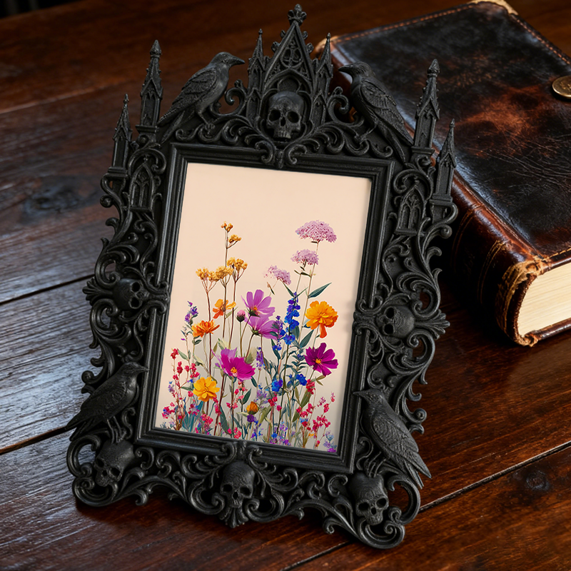Gothic Dark Frame | Punk Bar Wall Photo Holder, Waterproof Plastic, Dual-use