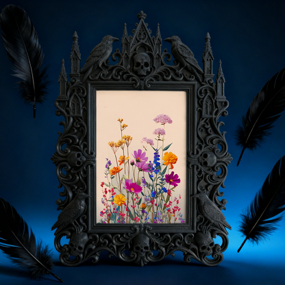 Gothic Dark Frame | Punk Bar Wall Photo Holder, Waterproof Plastic, Dual-use