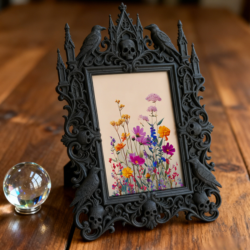 Gothic Dark Frame | Punk Bar Wall Photo Holder, Waterproof Plastic, Dual-use