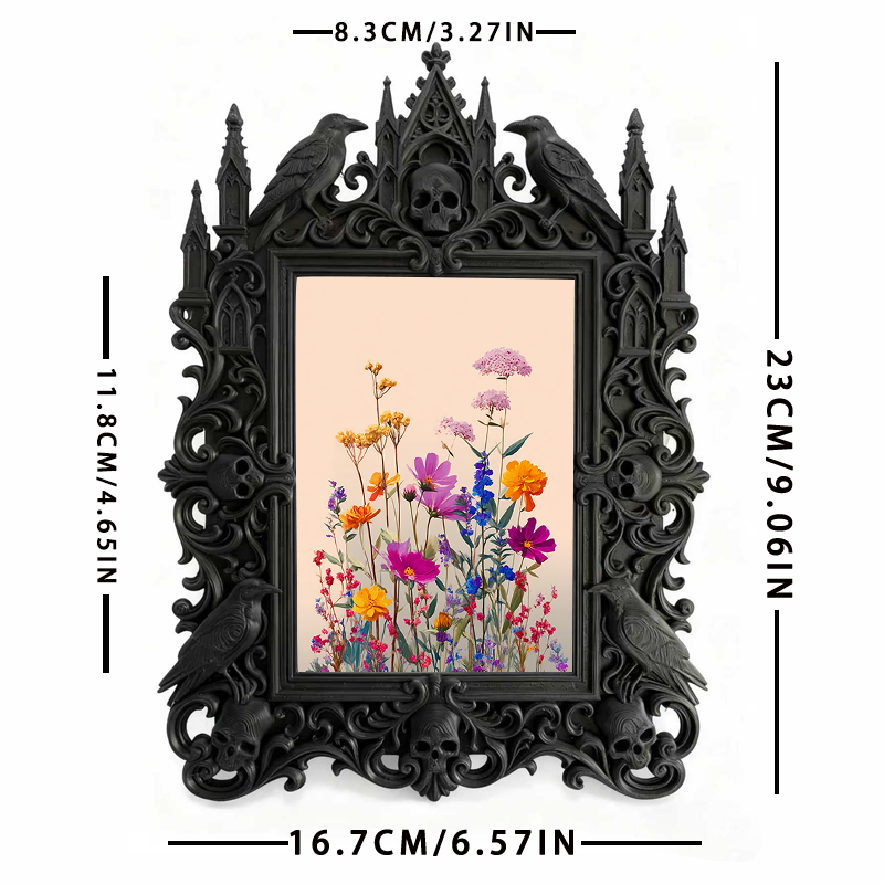 Gothic Dark Frame | Punk Bar Wall Photo Holder, Waterproof Plastic, Dual-use