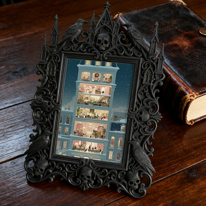 Gothic Dark Frame | Speakeasy Bar Desktop Decor, Photo Prop, Waterproof Plastic