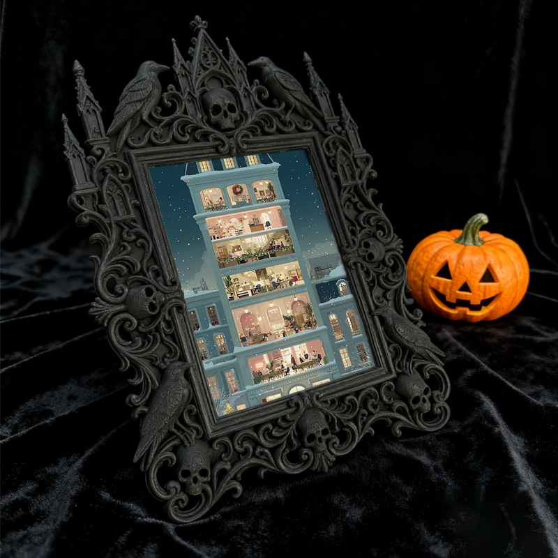 Gothic Dark Frame | Speakeasy Bar Desktop Decor, Photo Prop, Waterproof Plastic