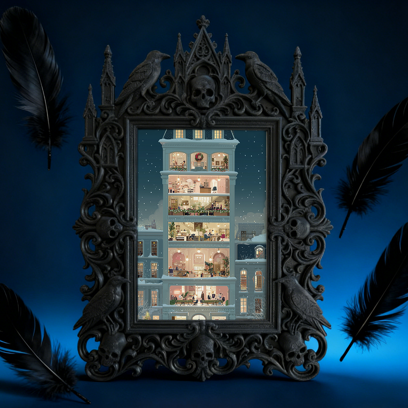 Gothic Dark Frame | Speakeasy Bar Desktop Decor, Photo Prop, Waterproof Plastic