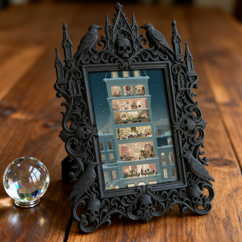 Gothic Dark Frame | Speakeasy Bar Desktop Decor, Photo Prop, Waterproof Plastic