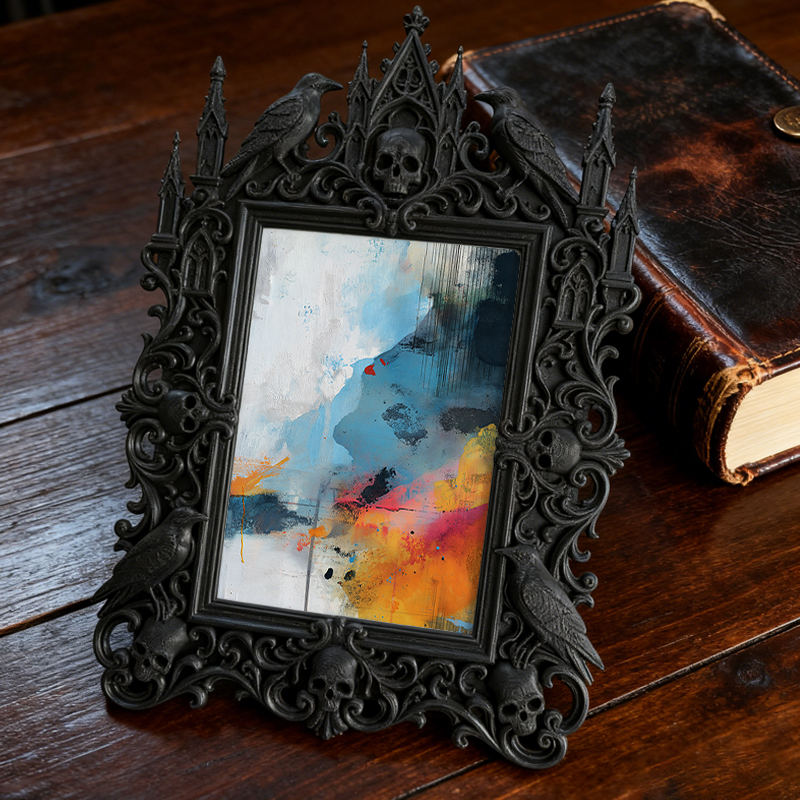 Gothic Dark Frame | Gothic Pub Table Decor, Photo Frame, Wall/Tabletop, Waterproof Plastic