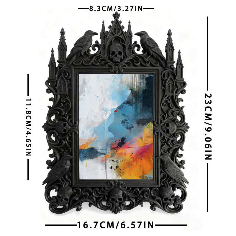 Gothic Dark Frame | Gothic Pub Table Decor, Photo Frame, Wall/Tabletop, Waterproof Plastic