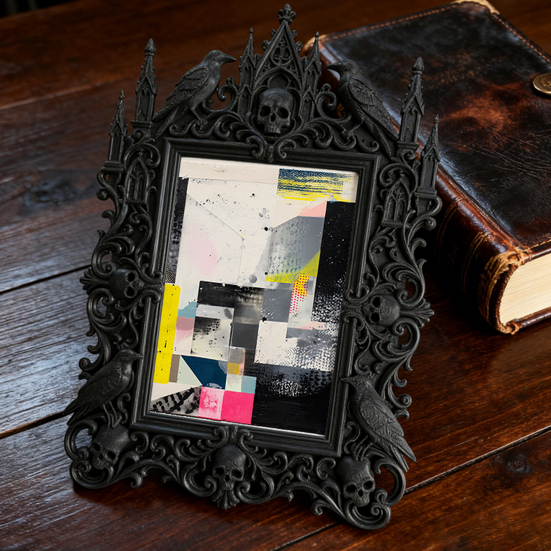 Gothic Dark Frame | Bar Corner Accent Decor, Photo Display, Waterproof Plastic