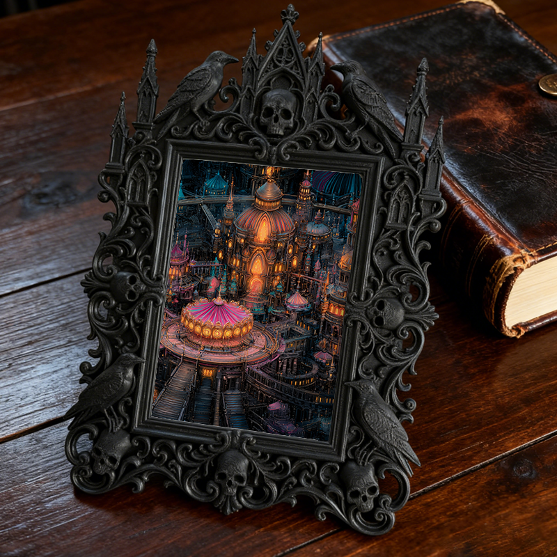 Gothic Dark Frame | Cocktail Bar Wall Decor, Photo Ornament, Waterproof Plastic Frame