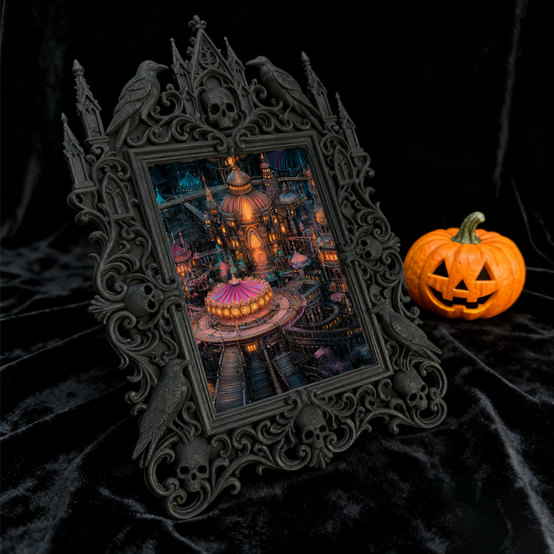 Gothic Dark Frame | Cocktail Bar Wall Decor, Photo Ornament, Waterproof Plastic Frame