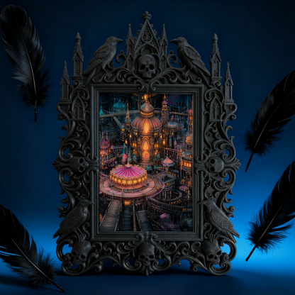 Gothic Dark Frame | Cocktail Bar Wall Decor, Photo Ornament, Waterproof Plastic Frame